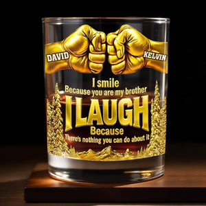 I Smile Because You Are My Brother, Fists And Wheat Design - Personalized Custom Whiskey Glass - BRT006_RWG