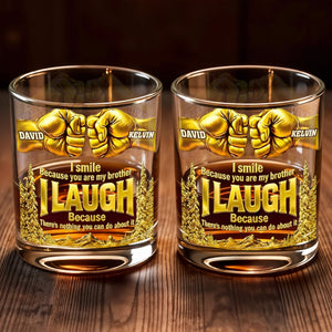 I Smile Because You Are My Brother, Fists And Wheat Design - Personalized Custom Whiskey Glass - BRT006_RWG