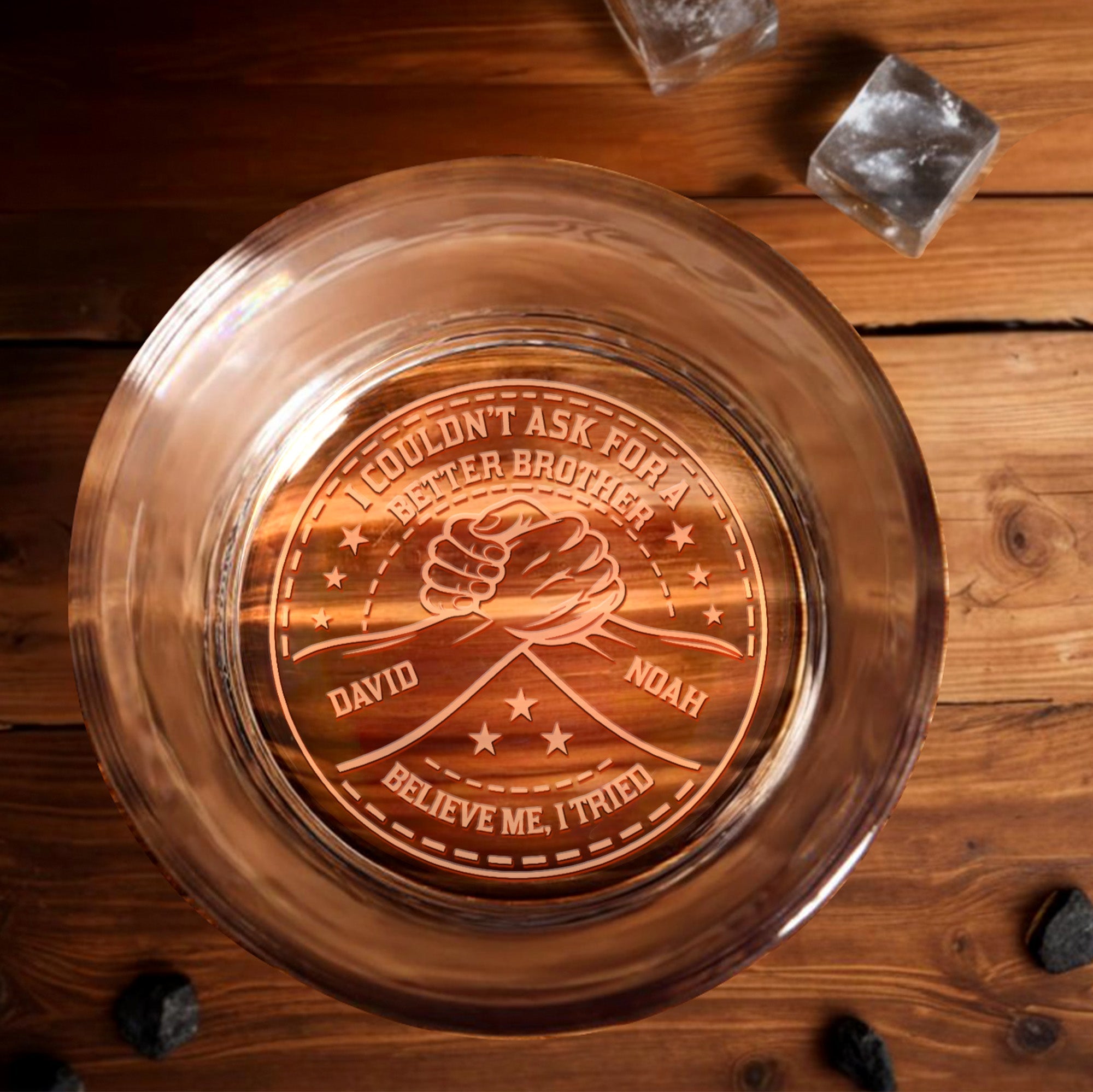Couldn't Ask for a Better Brother Handshake Design - Personalized Engraved Whiskey Glass - BRT007_EWG