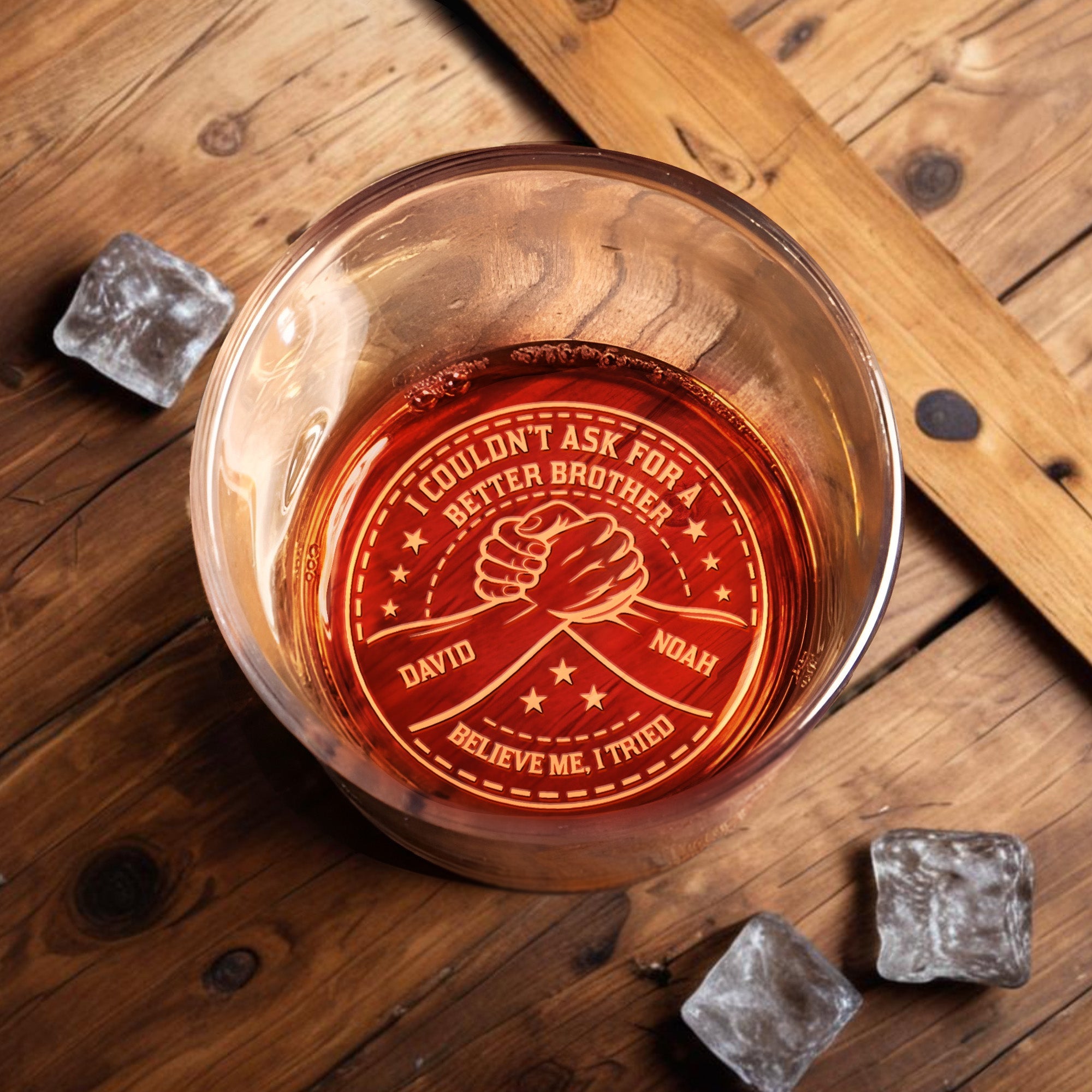 Couldn't Ask for a Better Brother Handshake Design - Personalized Engraved Whiskey Glass - BRT007_EWG