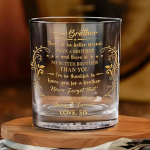 To My Brother No Better Friend Monogram Initial And Stars - Personalized Whiskey Glass - BRT009_PRIWI