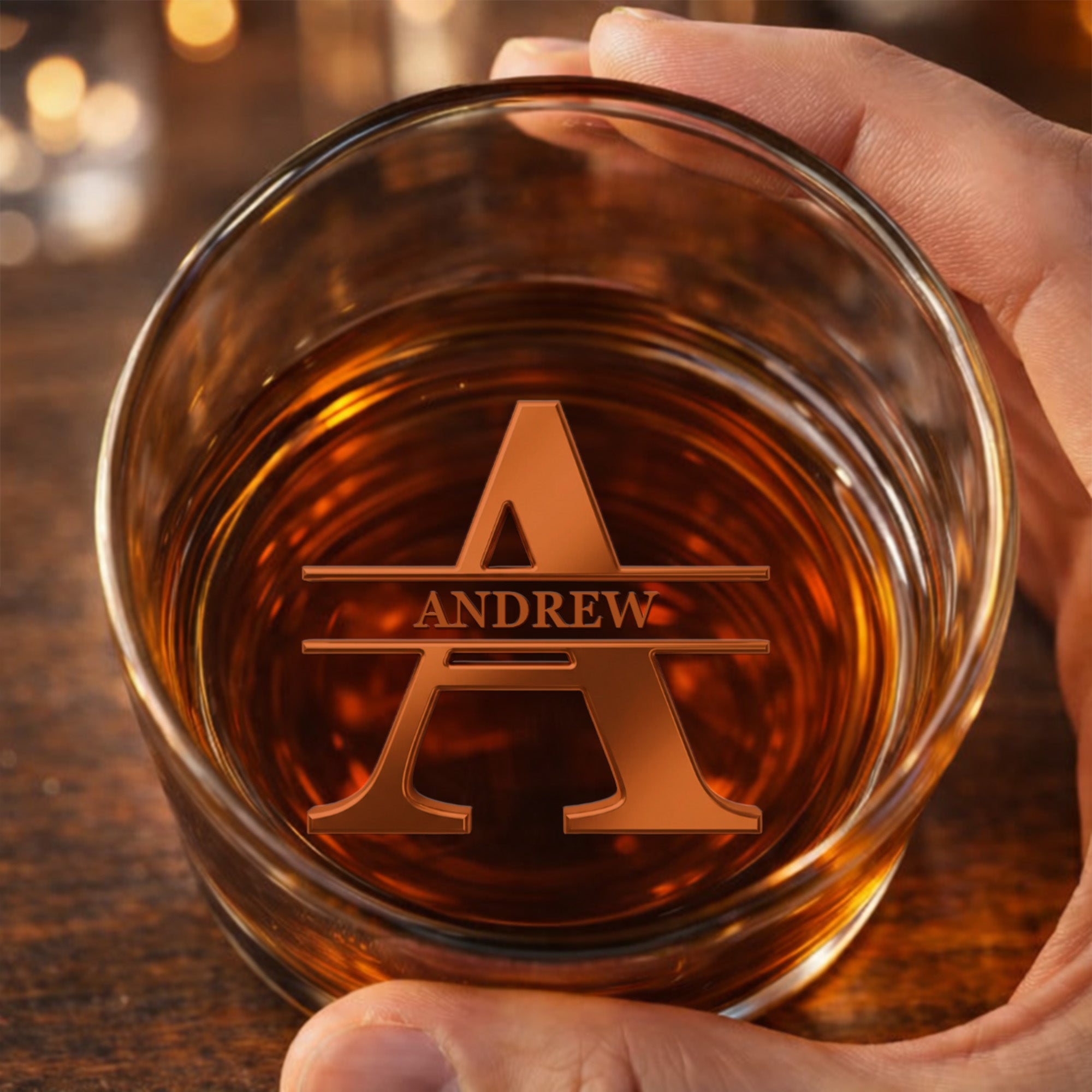 To My Brother No Better Friend Monogram Initial And Stars - Personalized Whiskey Glass - BRT009_PRIWI