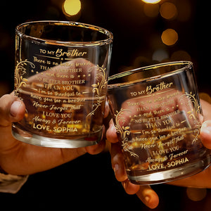 To My Brother No Better Friend Monogram Initial And Stars - Personalized Whiskey Glass - BRT009_PRIWI