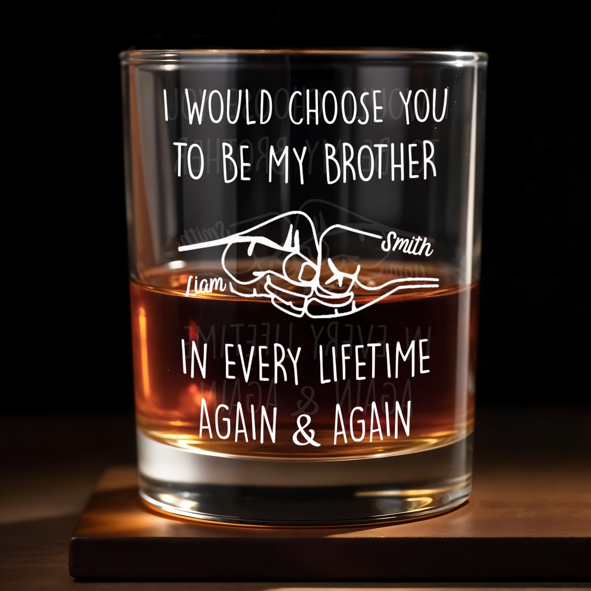 I Would Choose You To Be My Brother In Every Lifetime Again & Again - Personalized Custom Whiskey Glass - BRT009_RWG
