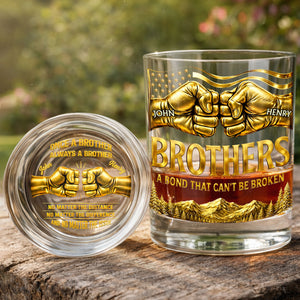 Once A Brother Always A Brother Bond Broken Fist Bump Mountains - Personalized Whiskey Glass - BRT010_PRIWI