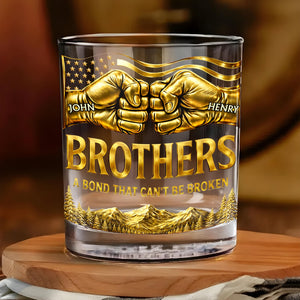 Once A Brother Always A Brother Bond Broken Fist Bump Mountains - Personalized Whiskey Glass - BRT010_PRIWI