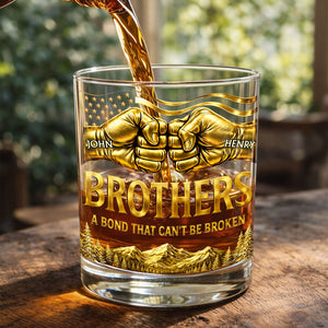 Once A Brother Always A Brother Bond Broken Fist Bump Mountains - Personalized Whiskey Glass - BRT010_PRIWI