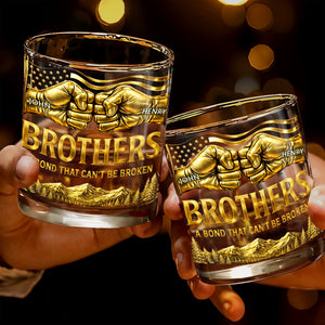Once A Brother Always A Brother Bond Broken Fist Bump Mountains - Personalized Whiskey Glass - BRT010_PRIWI