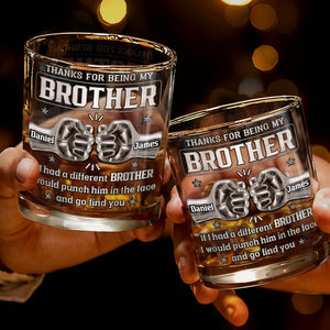 Thanks For Being My Brother, Fist Bump - Personalized Custom Whiskey Glass - BRT016_RWG