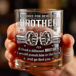 Thanks For Being My Brother, Fist Bump - Personalized Custom Whiskey Glass - BRT016_RWG