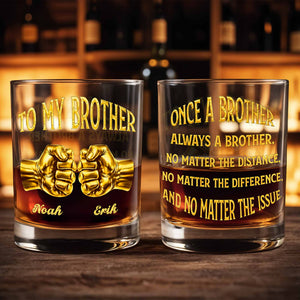 To My Brother Fist Bump Design - Personalized Custom Whiskey Glass - BRT017_RWG