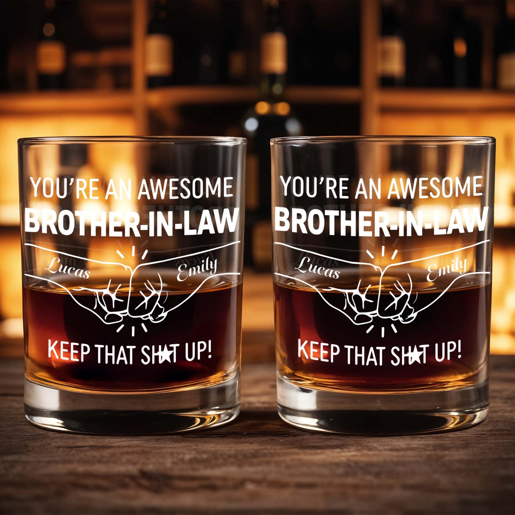 You're An Awesome Brother In Law Fist Bump Keep That Sh*t Up - Personalized Custom Whiskey Glass - BRT021_RWG