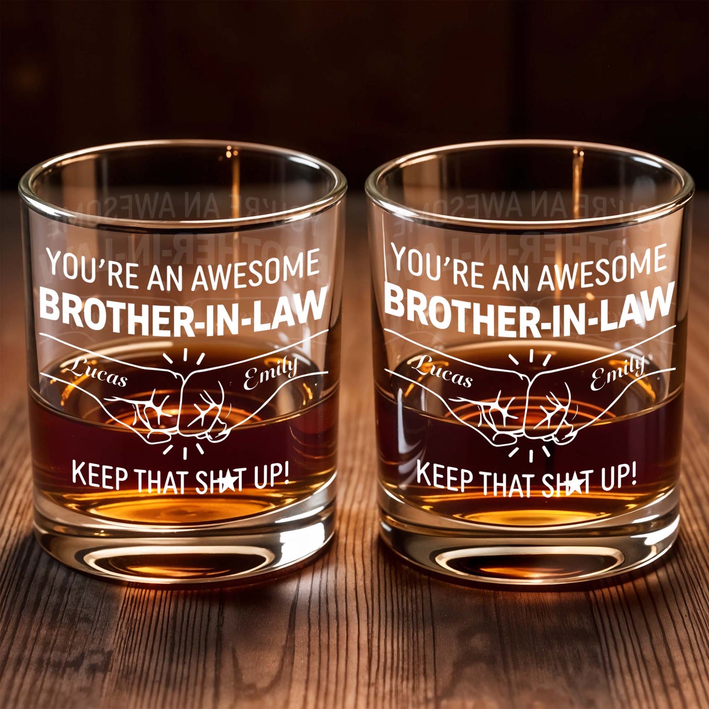You're An Awesome Brother In Law Fist Bump Keep That Sh*t Up - Personalized Custom Whiskey Glass - BRT021_RWG