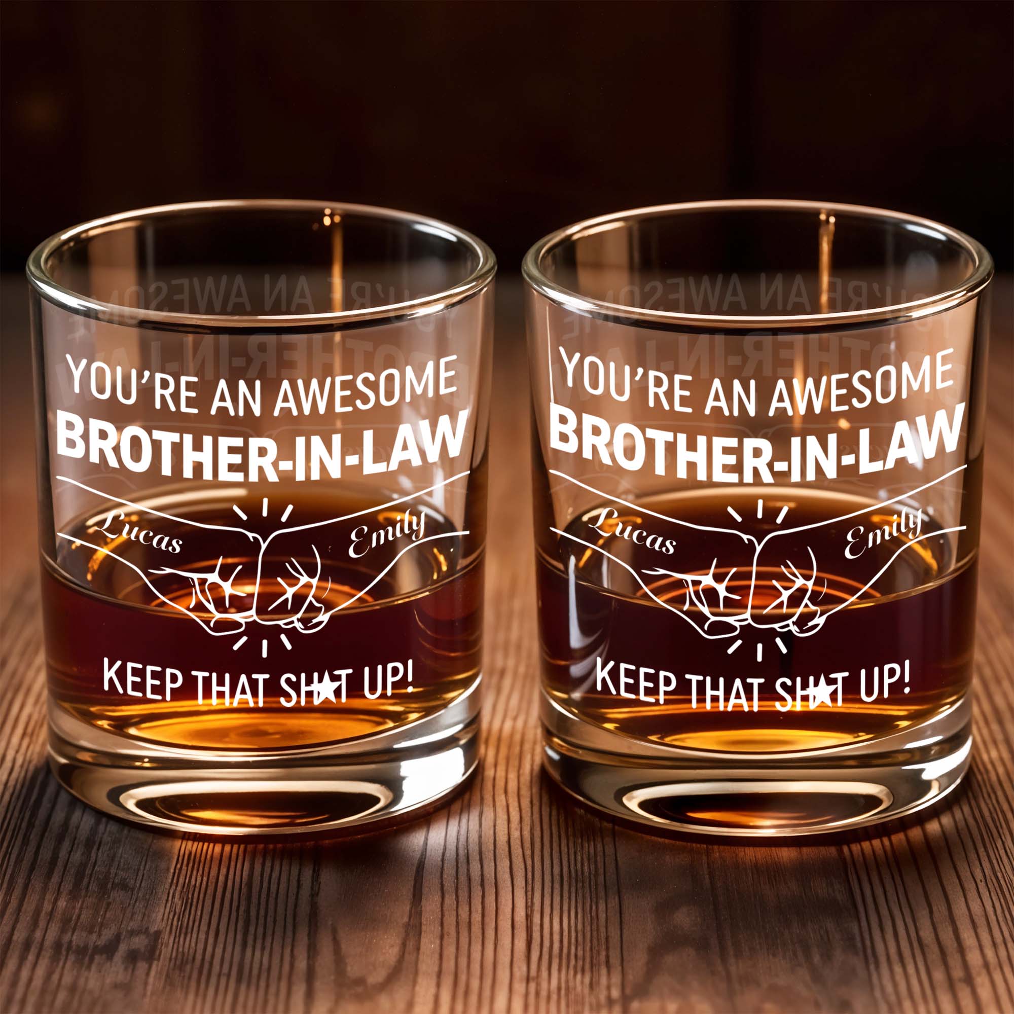 You're An Awesome Brother In Law Fist Bump Keep That Sh*t Up - Personalized Custom Whiskey Glass - BRT021_RWG