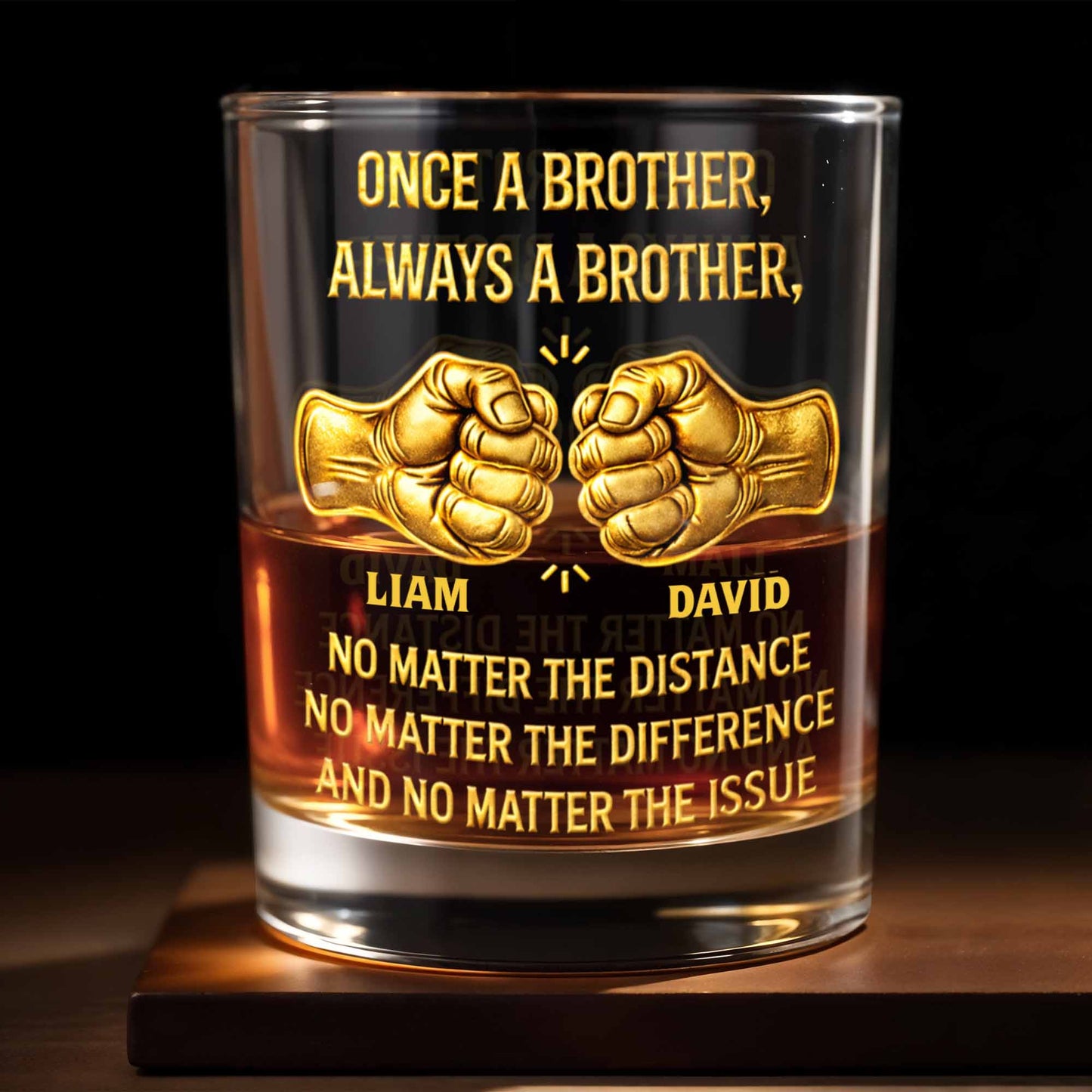 Once A Brother Always A Brother Fist Bump Friendship - Personalized Custom Whiskey Glass - BRT023_RWG