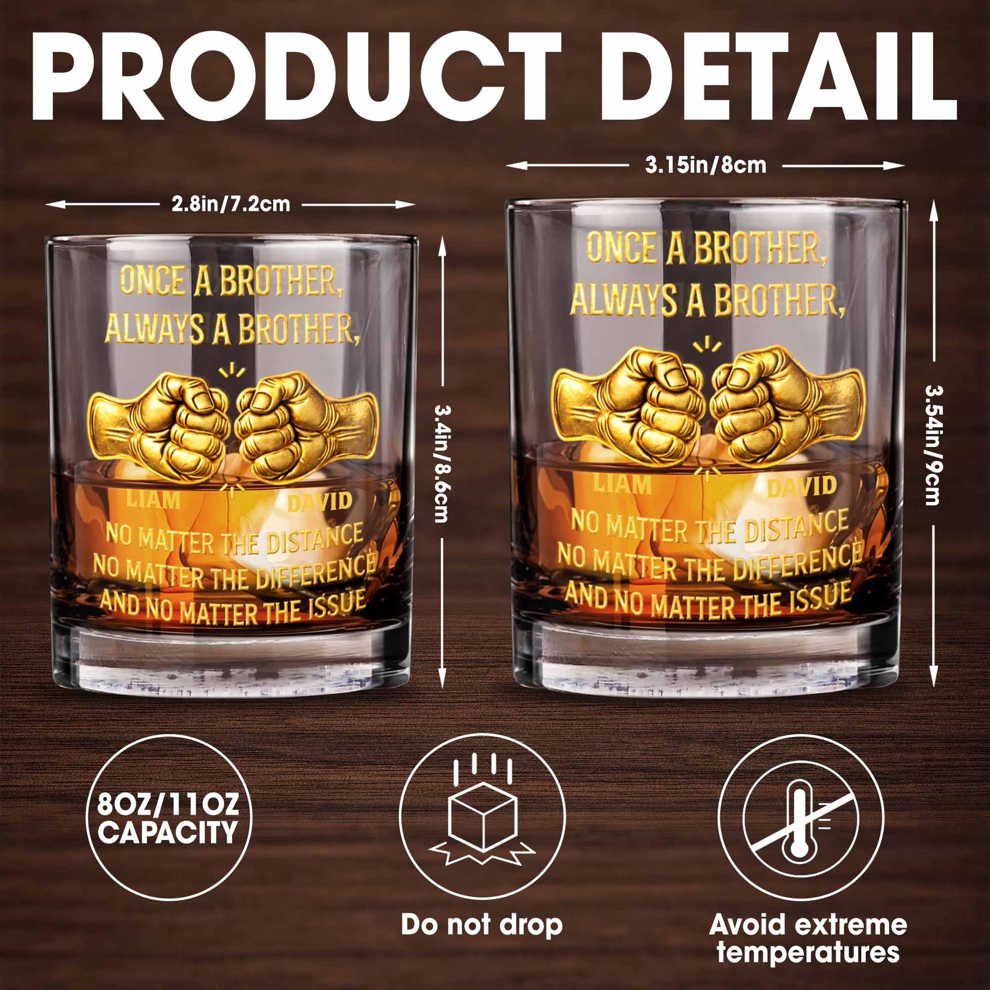 Once A Brother Always A Brother Fist Bump Friendship - Personalized Custom Whiskey Glass - BRT023_RWG