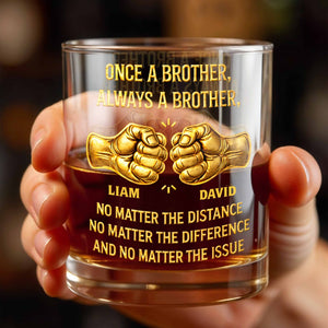 Once A Brother Always A Brother Fist Bump Friendship - Personalized Custom Whiskey Glass - BRT023_RWG
