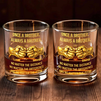 Once A Brother Always A Brother Fist Bump Friendship - Personalized Custom Whiskey Glass - BRT023_RWG