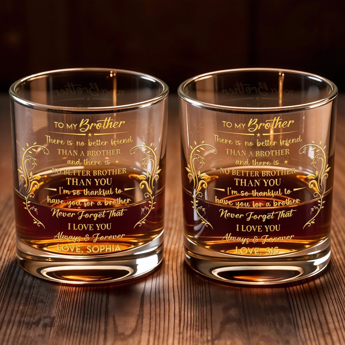 To My Brother There Is No Better Friend Leaves And Vines - Personalized Custom Whiskey Glass - BRT024_RWG