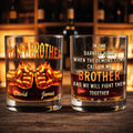 To My Brother Flaming Fists Of Bond And Strength - Personalized Custom Whiskey Glass - BRT031_RWG