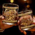 Personalized Initial And Name With 3D Golden Gothic Medieval Ornaments - Personalized Custom Whiskey Glass - BRT037_RWG