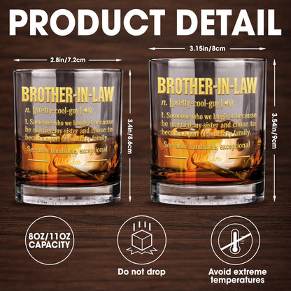 Brother In Law Pretty Cool Guy Dictionary Definition Typography Design - Personalized Custom Whiskey Glass - BRT050_RWG