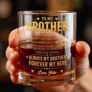 To My Brother The Greatest Gift Hearts And Stars Design - Personalized Custom Whiskey Glass - BRT054_RWG