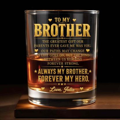 To My Brother The Greatest Gift Hearts And Stars Design - Personalized Custom Whiskey Glass - BRT054_RWG