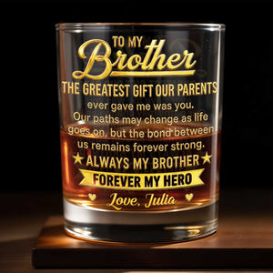 To My Brother Greatest Gift Our Parents Ever Gave Me Stars Banner - Personalized Custom Whiskey Glass - BRT056_RWG