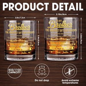 To My Brother Greatest Gift Our Parents Ever Gave Me Stars Banner - Personalized Custom Whiskey Glass - BRT056_RWG