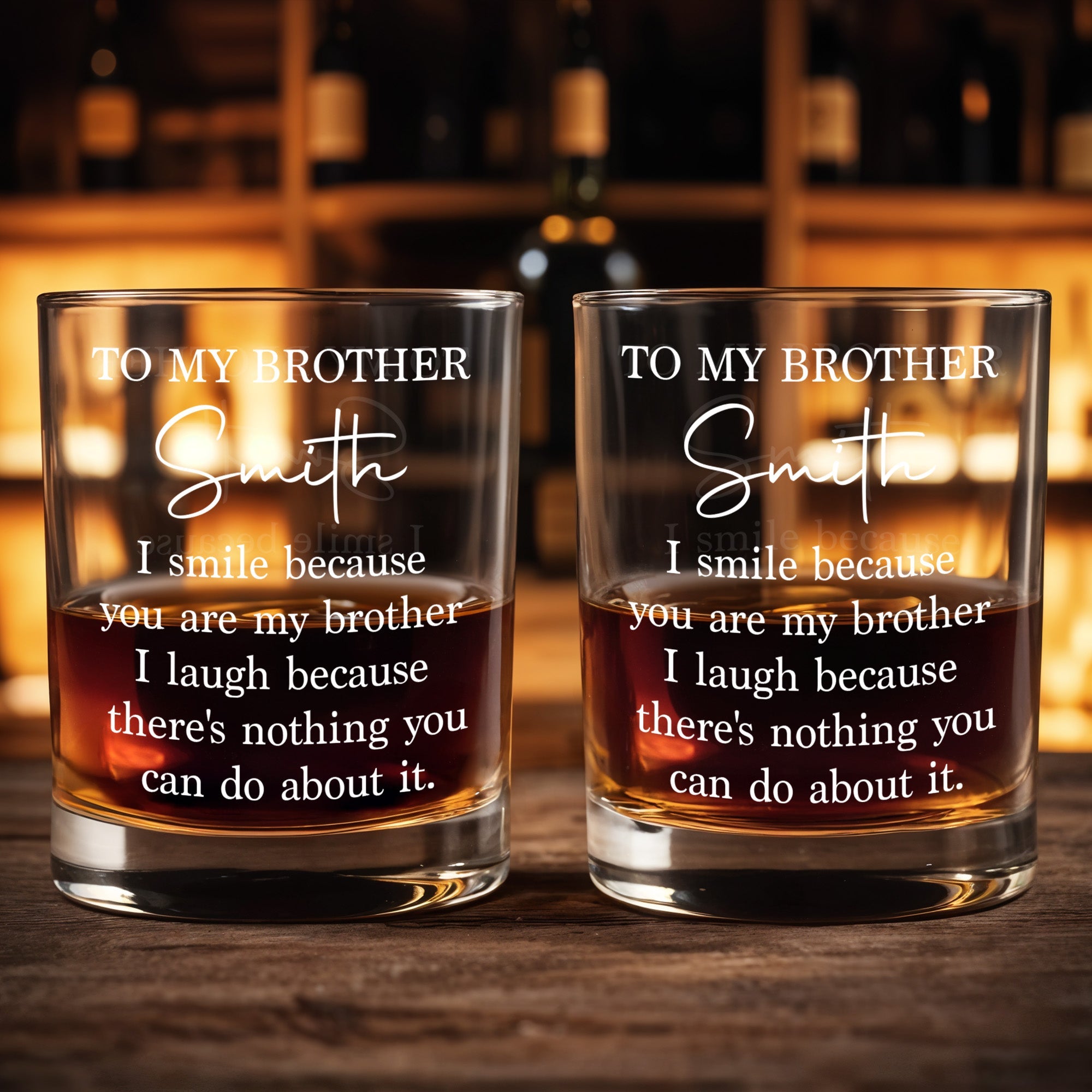 To My Brother I Smile Because You Are My Brother Custom Name - Personalized Custom Whiskey Glass - BRT057_RWG