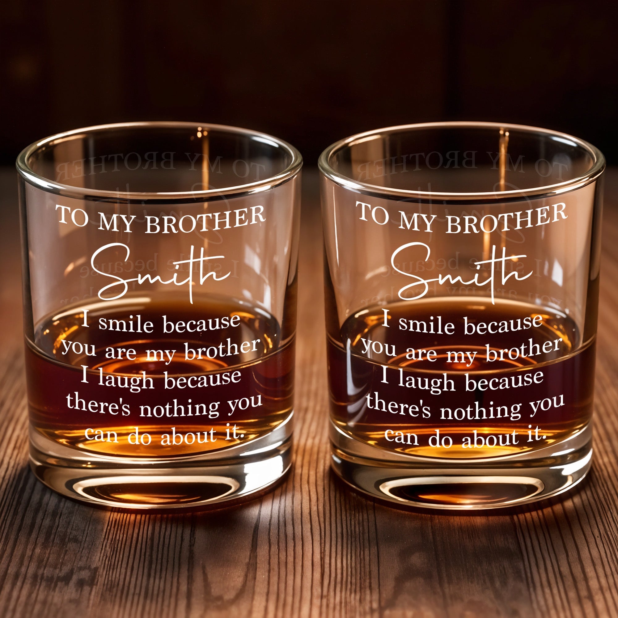 To My Brother I Smile Because You Are My Brother Custom Name - Personalized Custom Whiskey Glass - BRT057_RWG