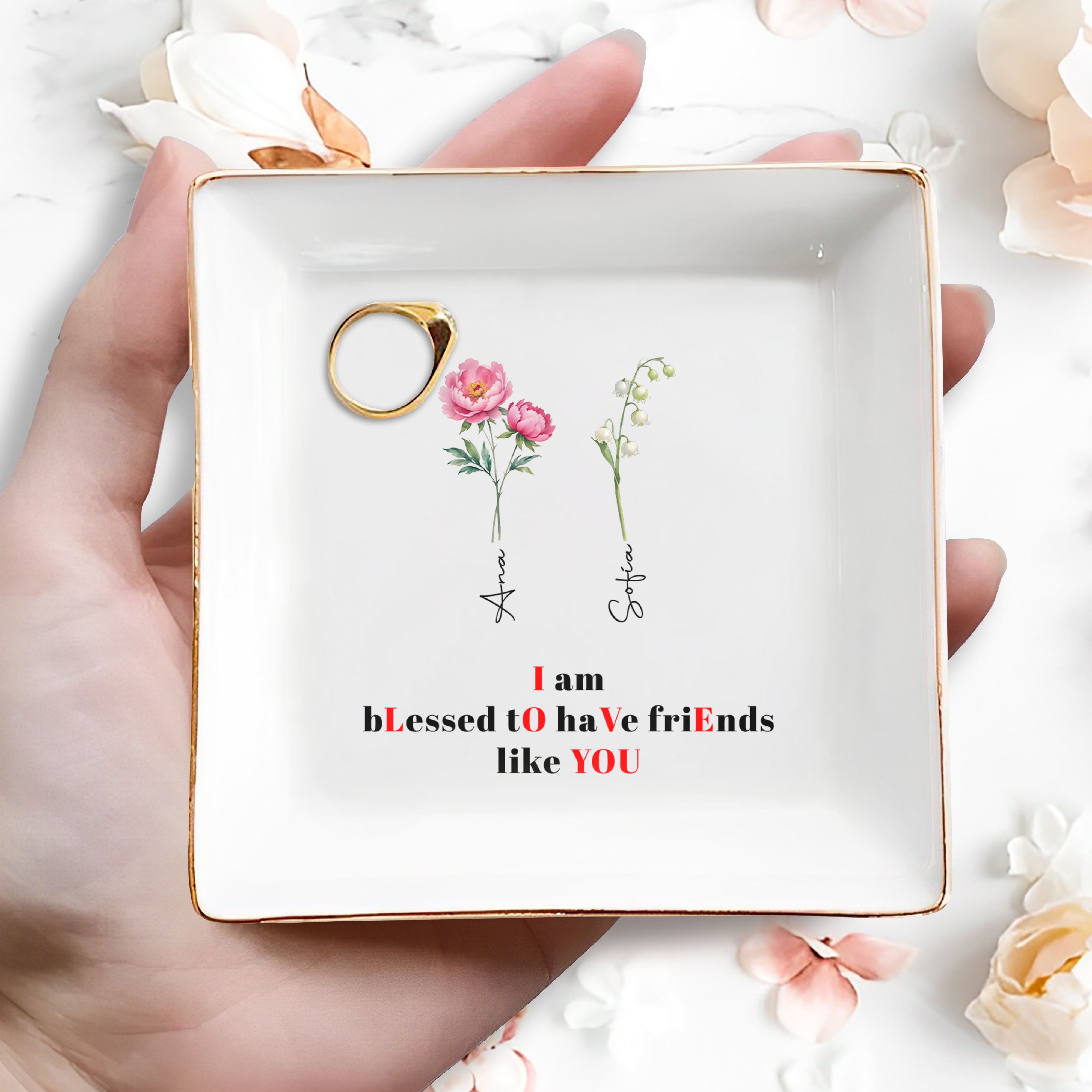 Blessed To Have Friends Like You Jewelry Dish - Personalized Custom Jewelry Dish - BST009_SCRD