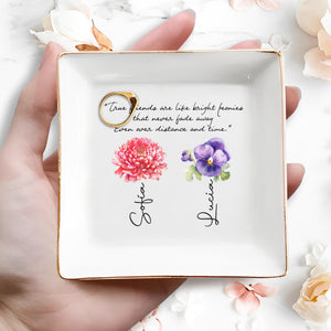 True Friends Like Bright Peonies Quote Dish - Personalized Custom Jewelry Dish - BST016_SCRD