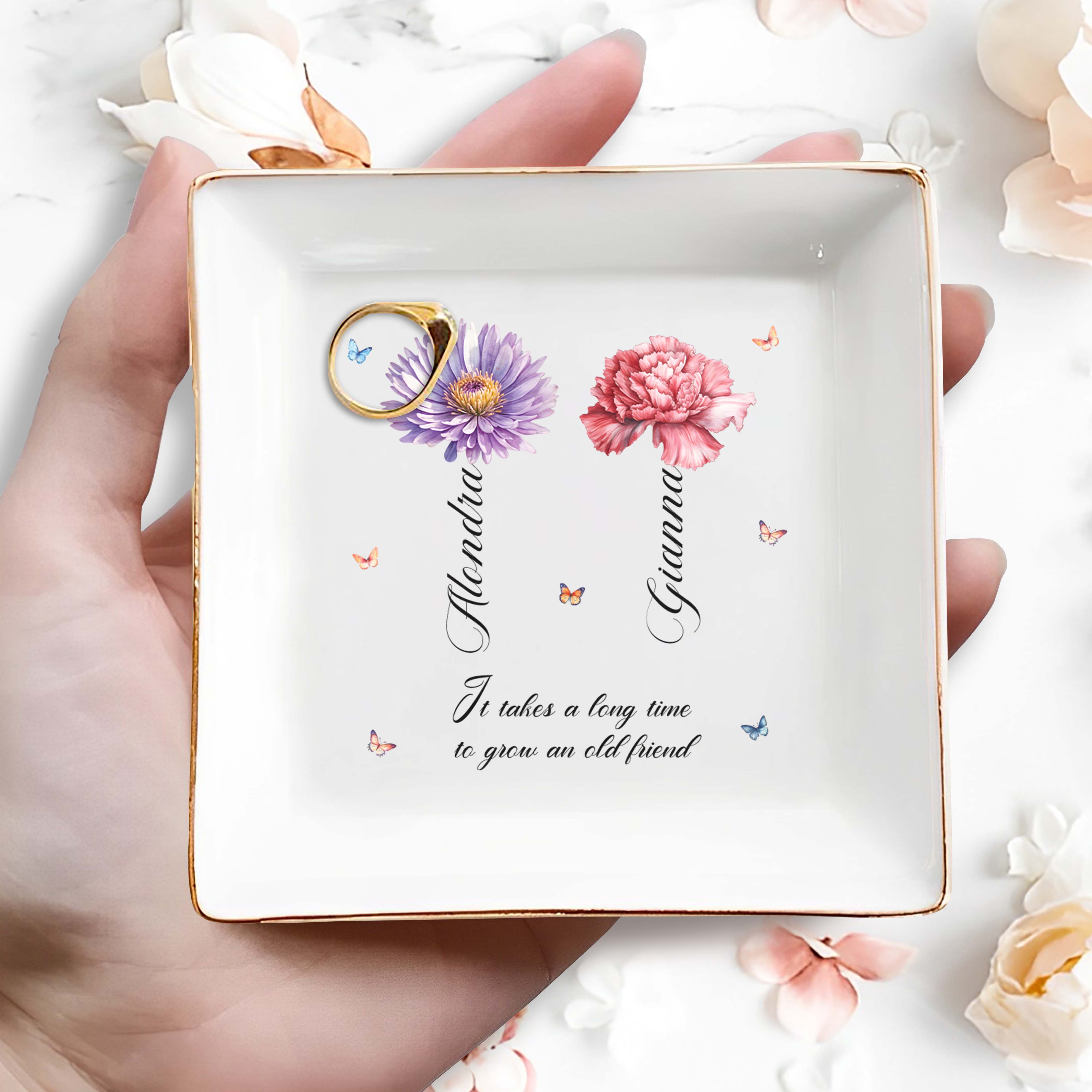 It Takes A Long Time To Grow An Old Friend - Personalized Custom Jewelry Dish - BST025_SCRD