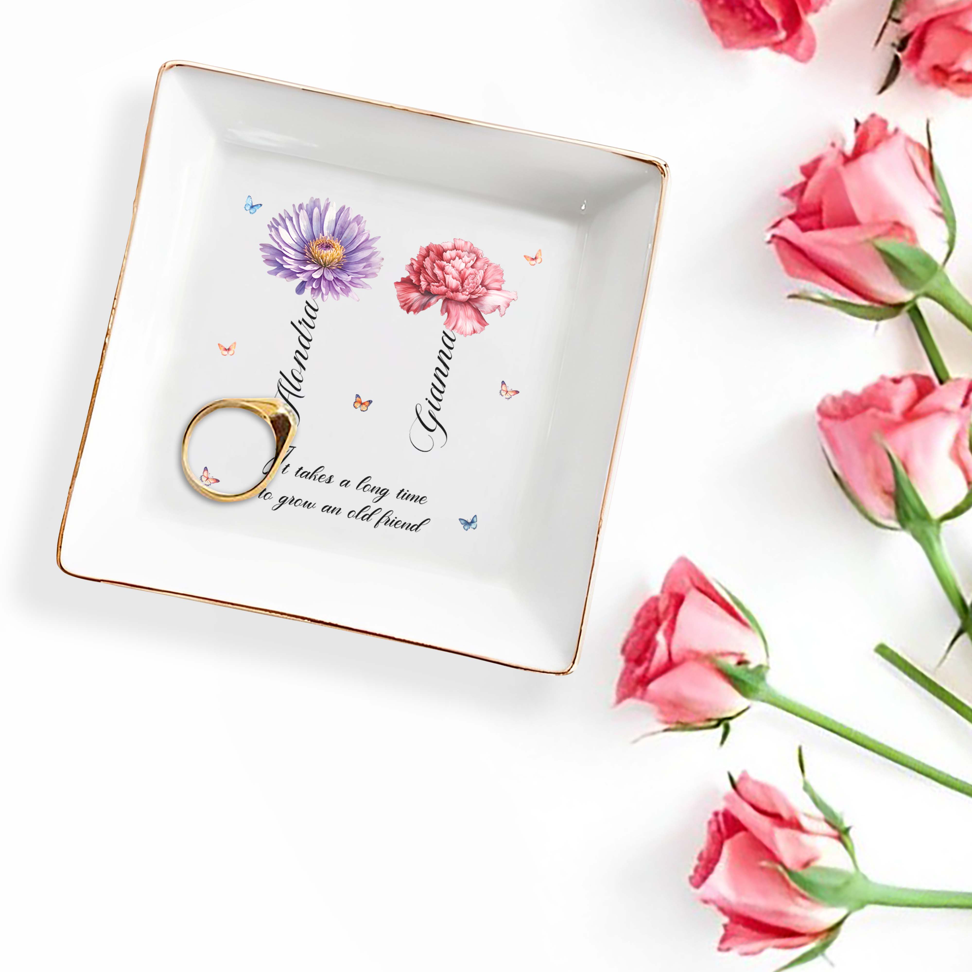 It Takes A Long Time To Grow An Old Friend - Personalized Custom Jewelry Dish - BST025_SCRD