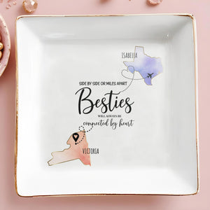 Side By Side Besties Connected By Heart Dish - Personalized Custom Jewelry Dish - BST031_SCRD