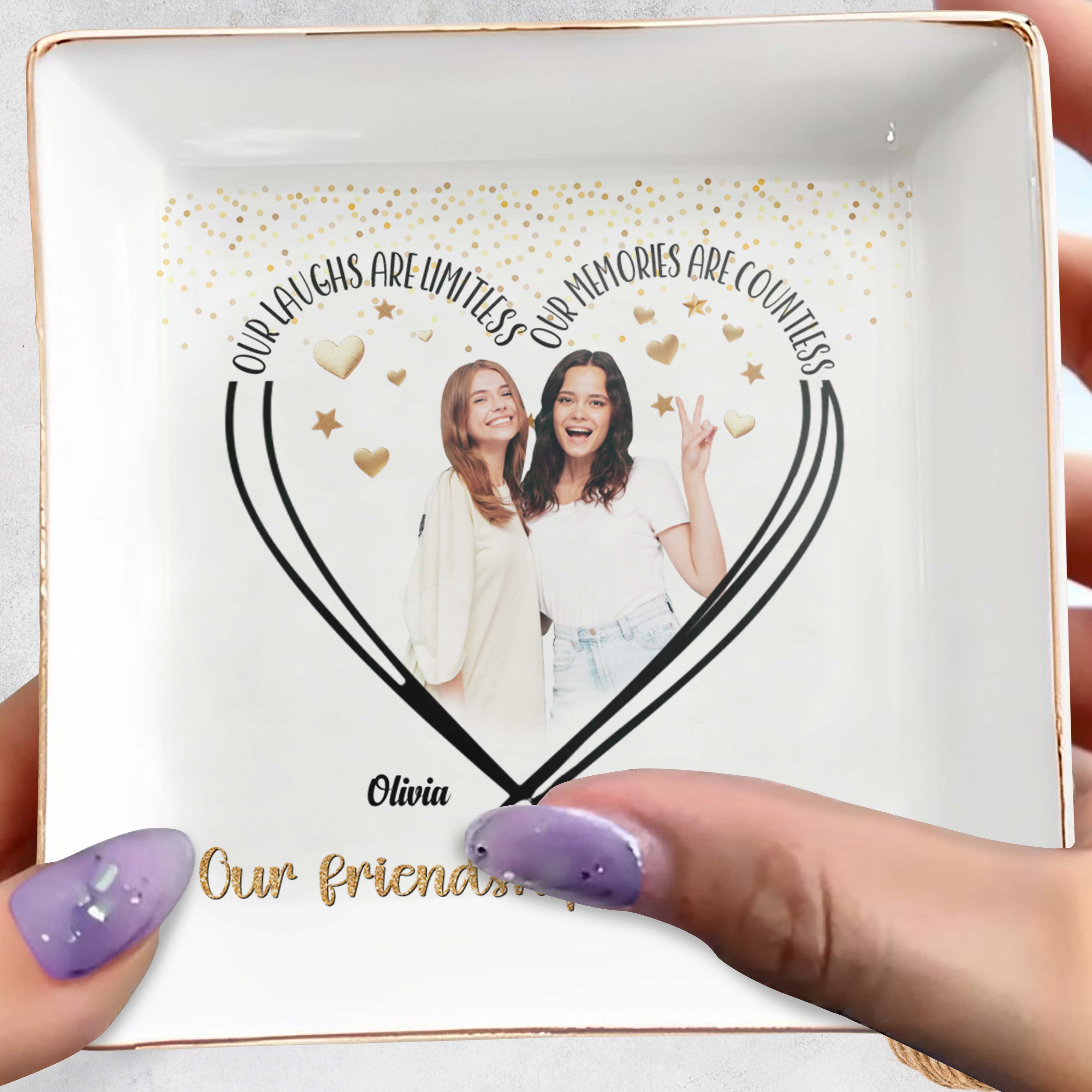 Our Laughs Are Limitless Our Memories Are Countless - Personalized Custom Jewelry Dish - BST032_SCRD