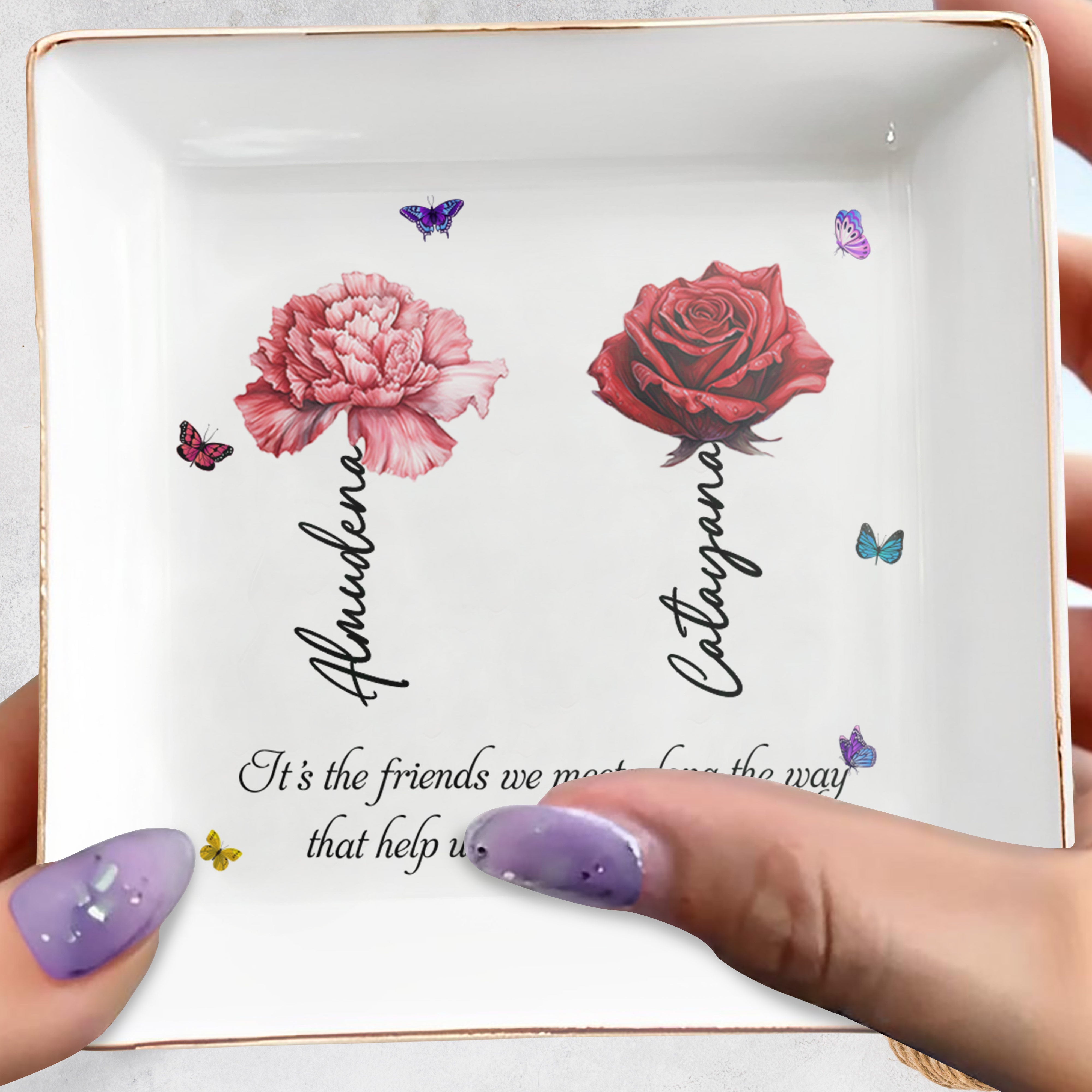 Enjoy The Journey Friendship Quote Jewelry Dish - Personalized Custom Jewelry Dish - BST044_SCRD