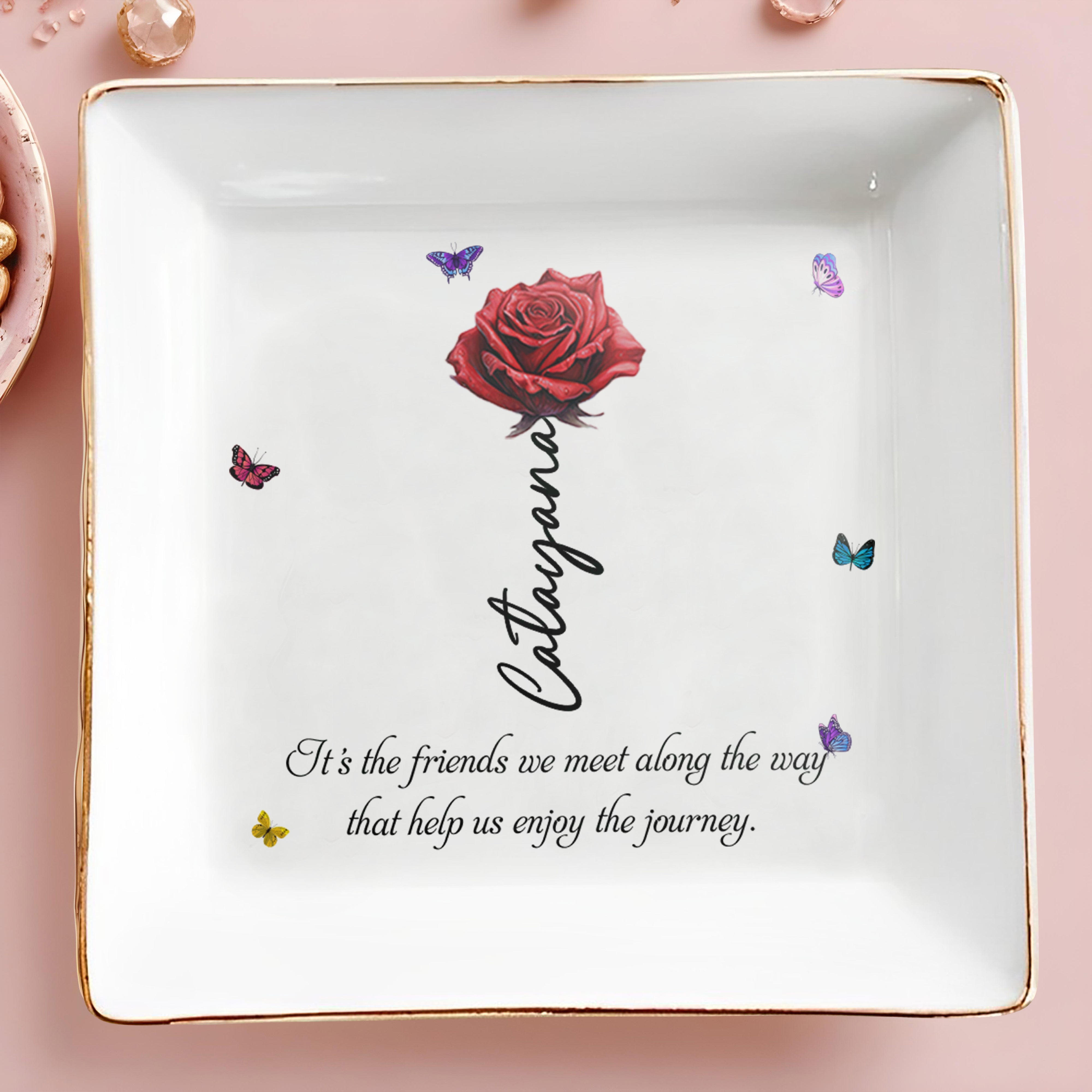 Enjoy The Journey Friendship Quote Jewelry Dish - Personalized Custom Jewelry Dish - BST044_SCRD
