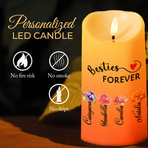Besties Forever Limitless Laughs Countless Memories Endless Friendship - Personalized Custom LED Candle - BST060_LECA