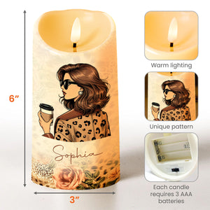 Friendship Like A Candle Coffee Cup And Flowers Design - Personalized Custom LED Candle - BST067_LECA