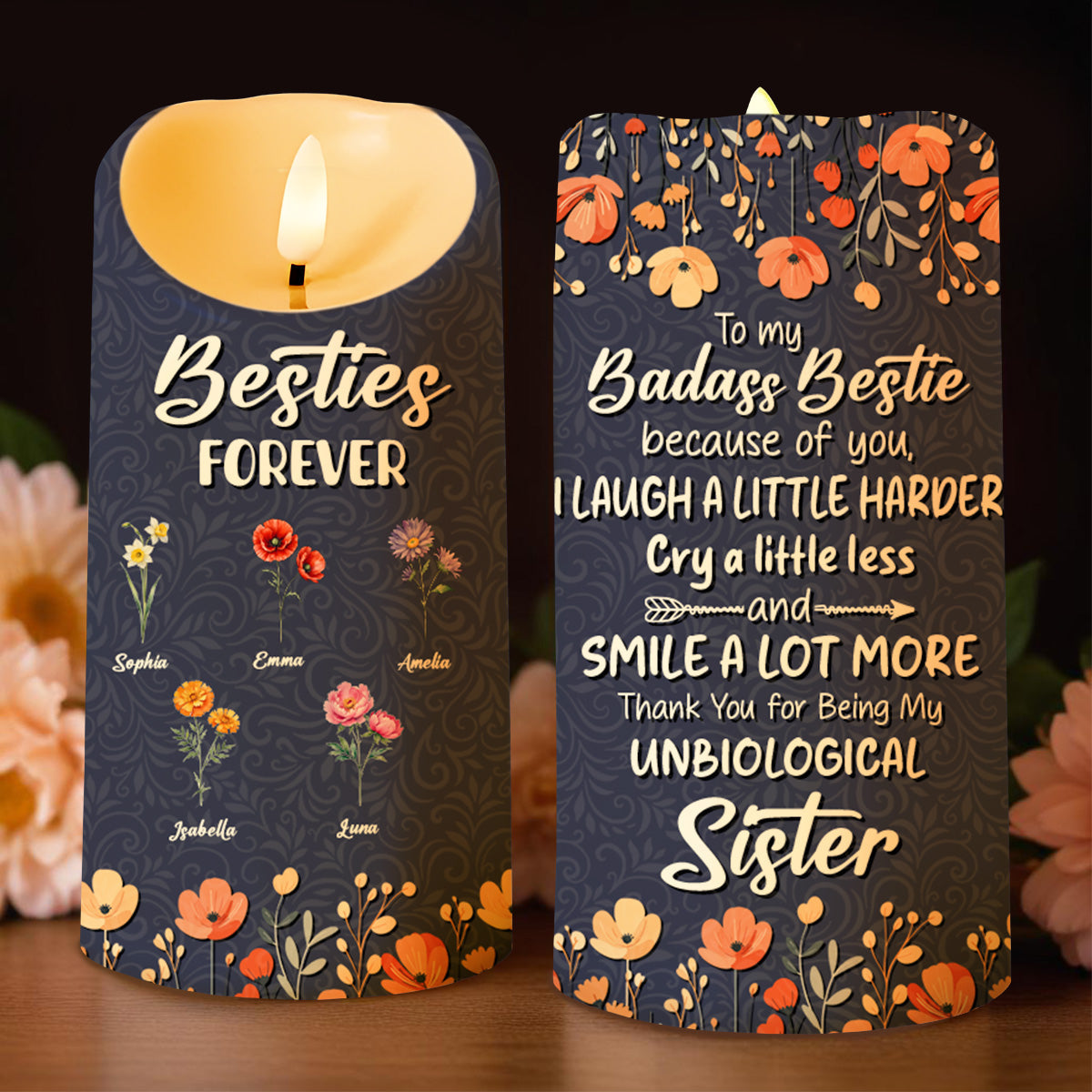 Besties Forever To My Badass Bestie Thank You Candle - Personalized Custom LED Candle - BST069_LECA