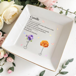 Unique, Talented, and Beautiful Cherish Authentic Self with Flowers - Personalized Custom Jewelry Dish - BST071_SCRD