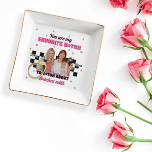 Favorite Person To Talk About Life With Stars And Wine Glasses - Personalized Custom Jewelry Dish - BST076_SCRD