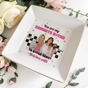Favorite Person To Talk About Life With Stars And Wine Glasses - Personalized Custom Jewelry Dish - BST076_SCRD