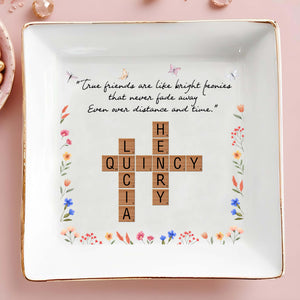 True Friends Bright Peonies Custom Jewelry Dish - Personalized Custom Jewelry Dish - BST078_SCRD