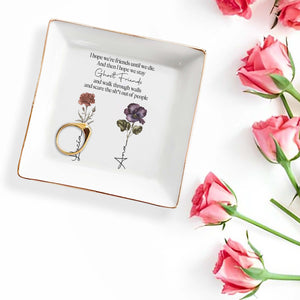 Ghost Friends Forever, Scaring People, Friendship Quote With Flowers - Personalized Custom Jewelry Dish - BST089_SCRD