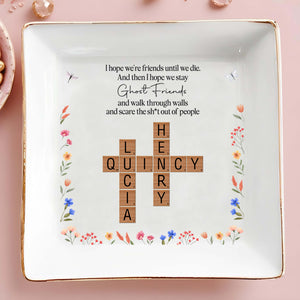 Ghost Friends Friendship and Floral Design - Personalized Custom Jewelry Dish - BST093_SCRD