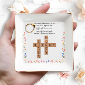 Ghost Friends Friendship and Floral Design - Personalized Custom Jewelry Dish - BST093_SCRD